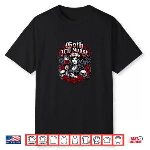 Goth Icu Nurse Dark Aesthetic Skull Bat Wings Shirt