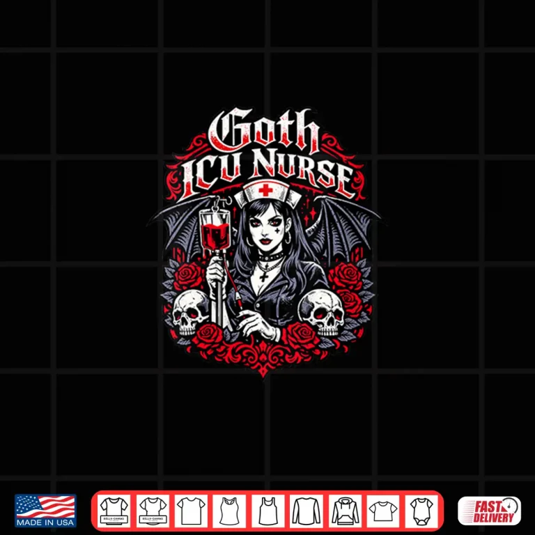 Design Goth ICU Nurse Dark Aesthetic Skull Bat Wings Shirt