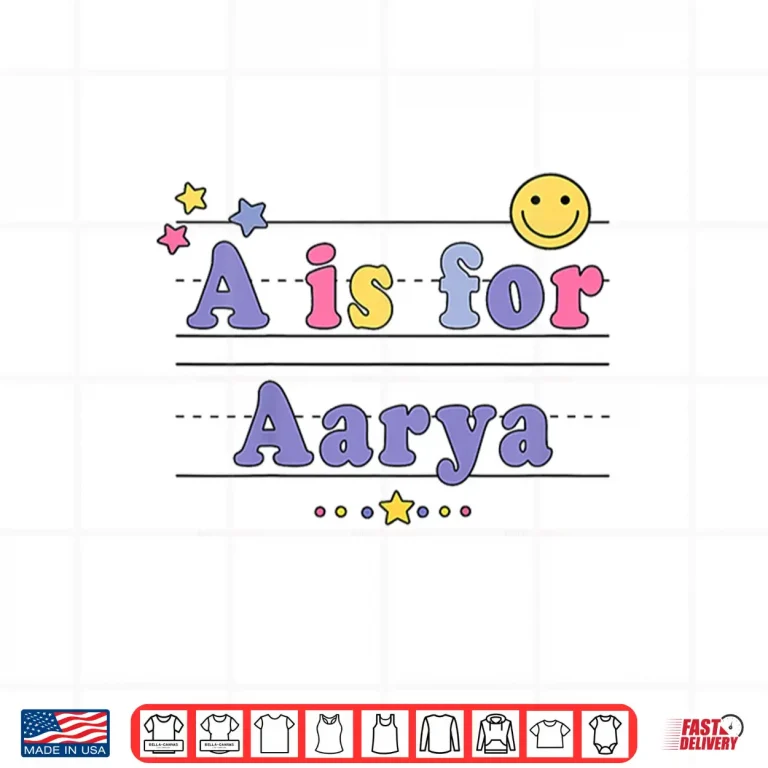 Design Kids Aarya Name Shirt Alphabet A is for Aarya Shirt