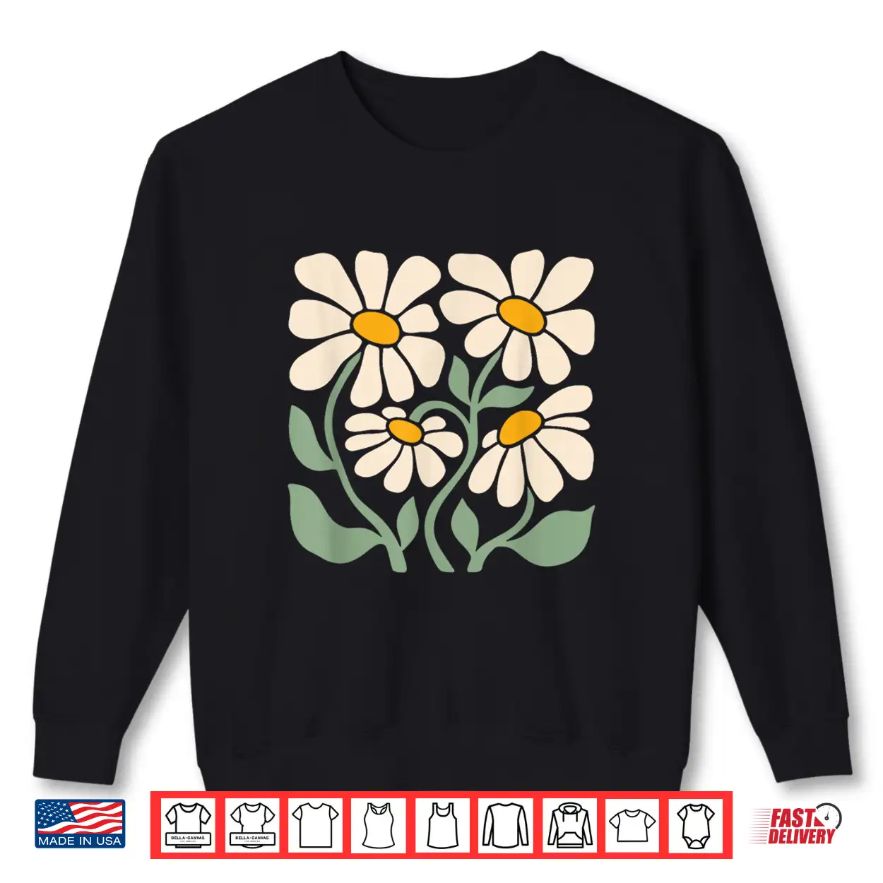 Retro Daisy Flowers Minimal Floral Graphic Cottagecore Shirt