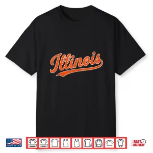 Retro Illinois Tee Vintage Illinois Orange Blue Throwback Il Shirt