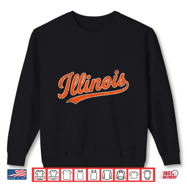 Sweatshirt Retro Illinois Tee Vintage Illinois Orange Blue Throwback IL Shirt