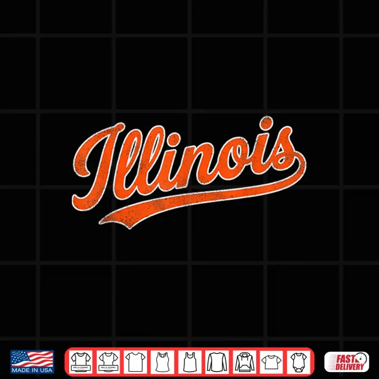 Design Retro Illinois Tee Vintage Illinois Orange Blue Throwback IL Shirt