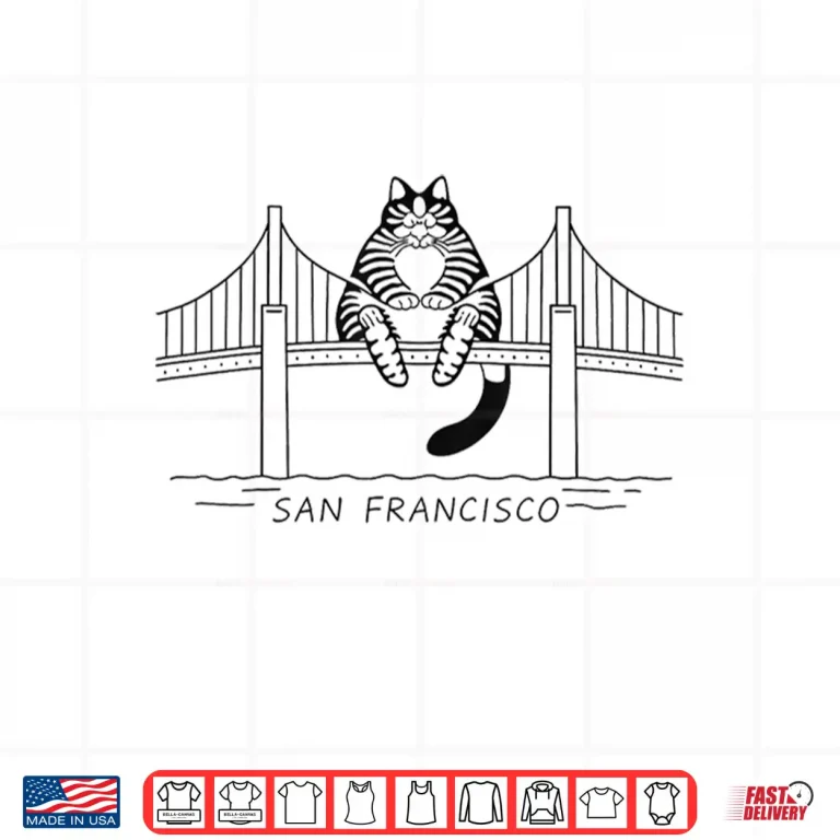 Design San Francisco Cat Golden Gate Bridge Minimal Line Art Design Shirt