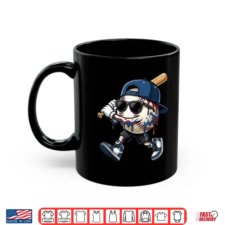 Mug Baseball Drip for Boys Ice Cream Drip Funny Baseball Player Shirt
