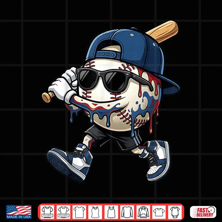 Design Baseball Drip for Boys Ice Cream Drip Funny Baseball Player Shirt