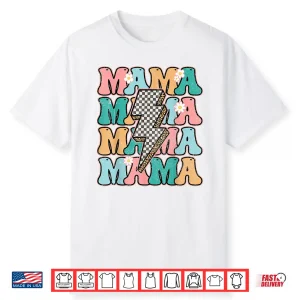 Groovy Mama Checkered Leopard Bolt Lightning Flower Mom Life Shirt