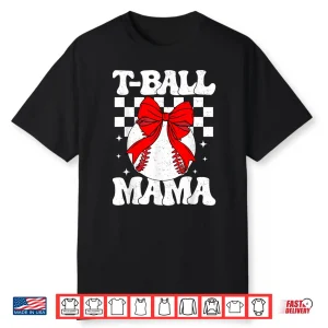 Groovy Tball Mom Softball T Ball Mama Checkered Mothers Day Shirt