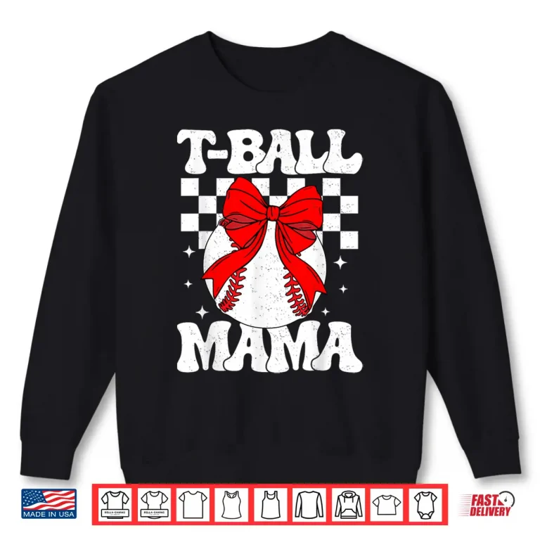 Sweatshirt Groovy Tball Mom Softball T Ball Mama Checkered Mothers Day Shirt