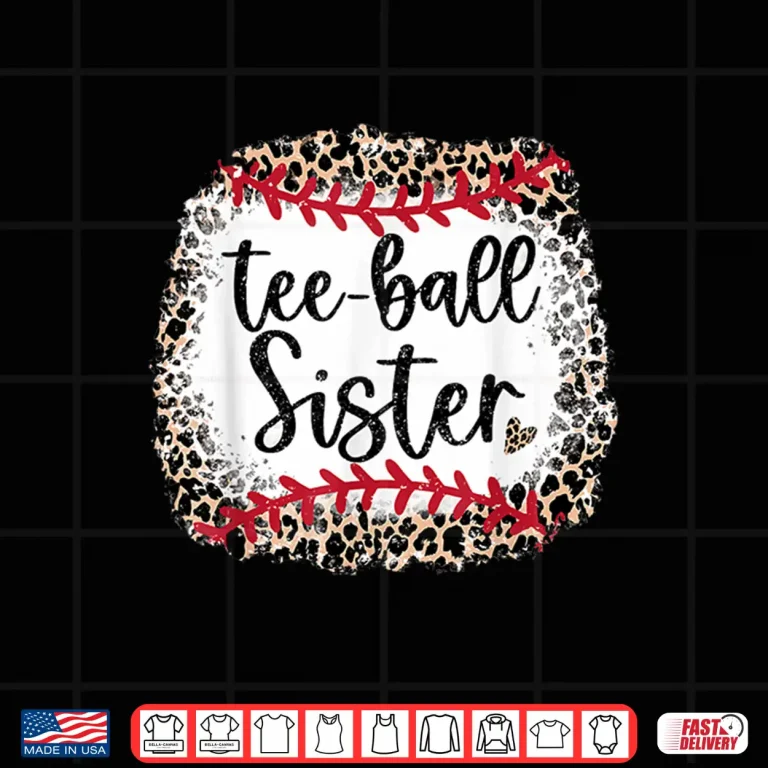 Design Leopard Tee Ball Sister T ball Mom Mothers Day Toddler Kids Shirt