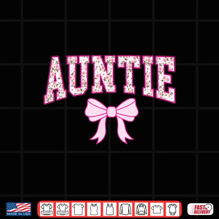 Design Auntie Coquette Bow Retro Pink Aesthetic Mothers Day Aunt Shirt