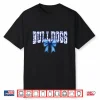 Bulldogs Floral Toile Royal Blue Watercolor Coquette Bow Shirt