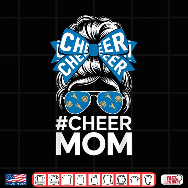 Design Cheer Mom Sports Fan Bow Sunglasses Cheerleading Support Shirt