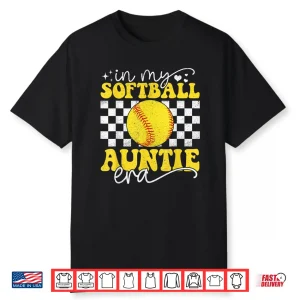 In My Softball Auntie Era Groovy Retro Proud Softball Auntie Shirt