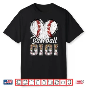 Softball Baseball Gigi Heart Leopard Print Mother’S Day Shirt
