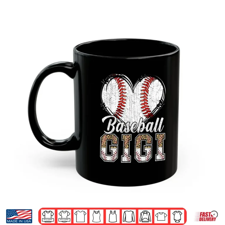 Mug Softball Baseball Gigi Heart Leopard Print Mothers Day Shirt