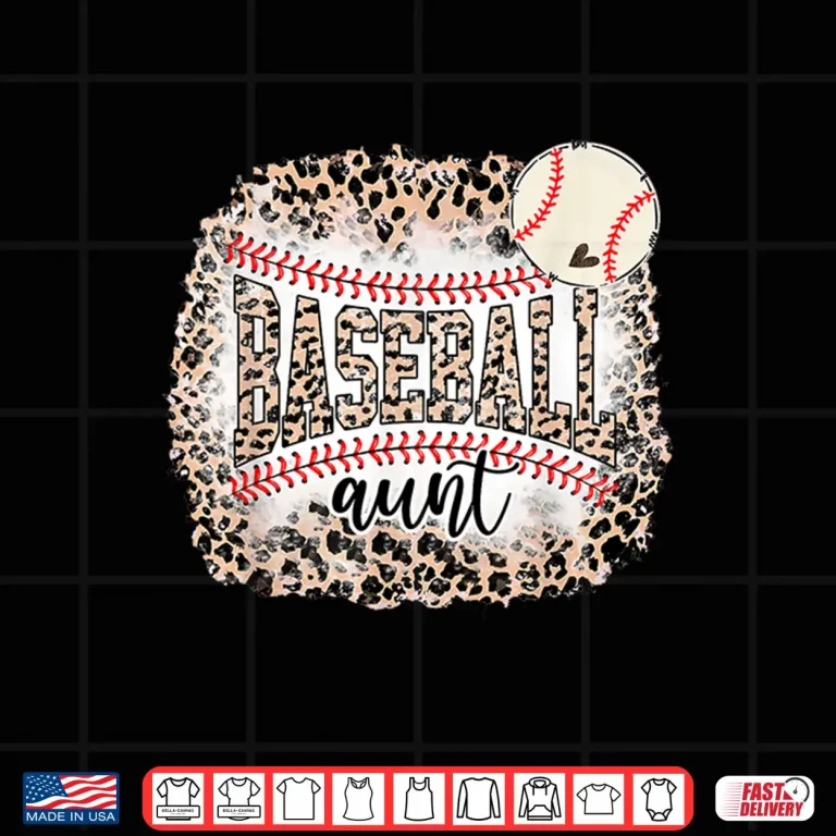 Design Baseball Aunt Leopard Softball Auntie Funny Mothers Day Shirt