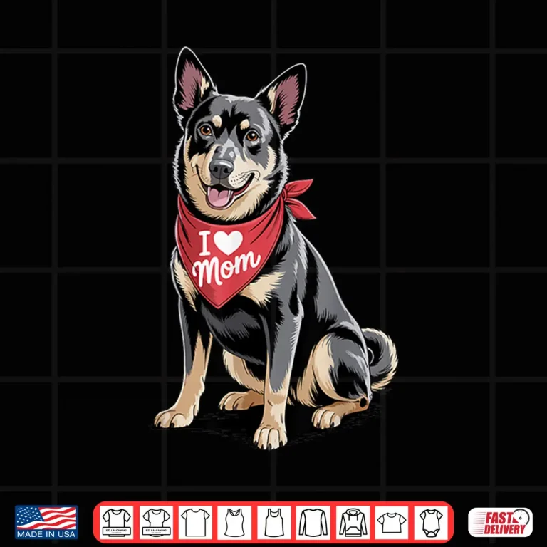 Design I Love Mom Australian Kelpie Lover Dog Mothers Day Shirt