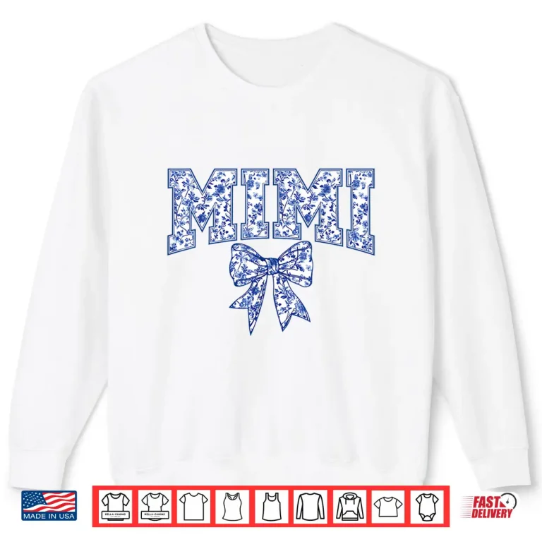 Sweatshirt Mimi Coquette Toile Blue Bow Floral Mothers Day Family Shirt