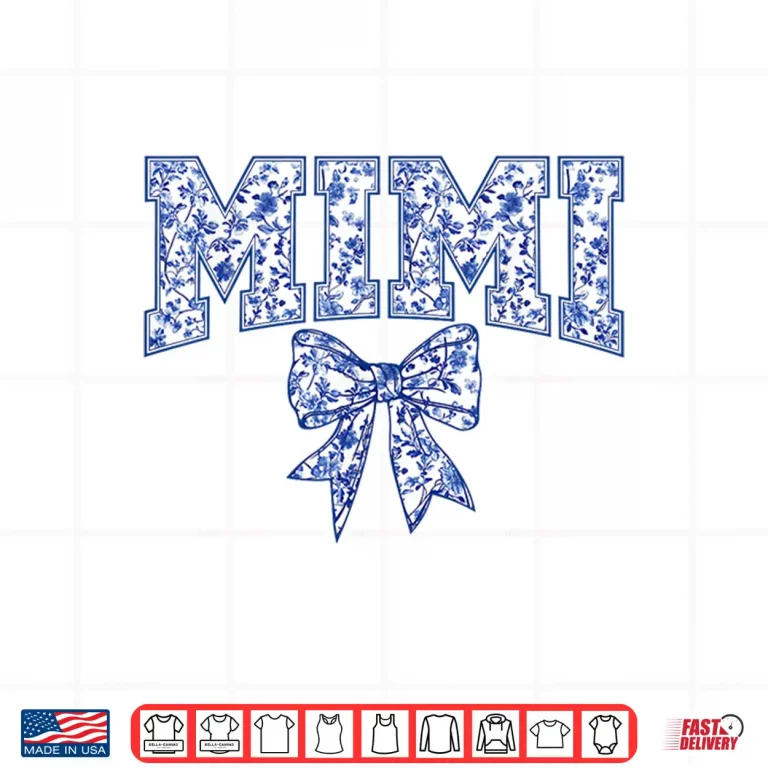Design Mimi Coquette Toile Blue Bow Floral Mothers Day Family Shirt