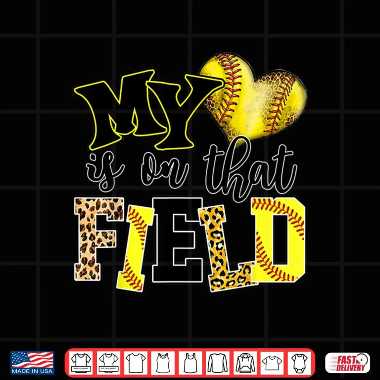 Design My Heart Is On That Field Softball Mom Leopard Mother Day Shirt