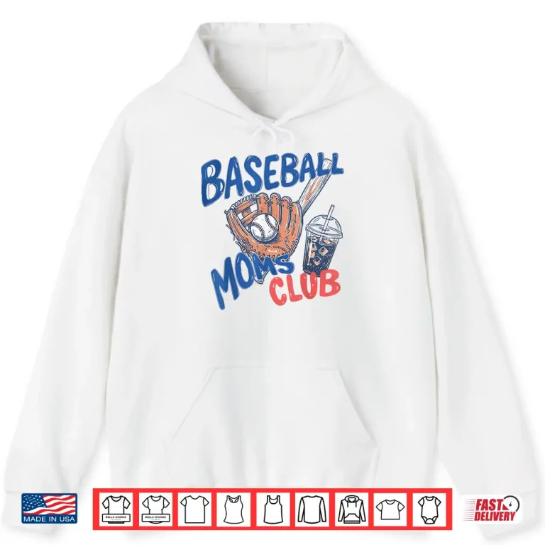 Hoodie Baseball Moms Club Iced Coffee Glove Sports Mothers Day Shirt