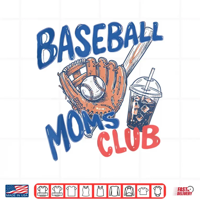 Design Baseball Moms Club Iced Coffee Glove Sports Mothers Day Shirt