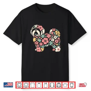 Cute Floral Flower Shih Tzu Mom Grandma Womens Mothers Day Shirt
