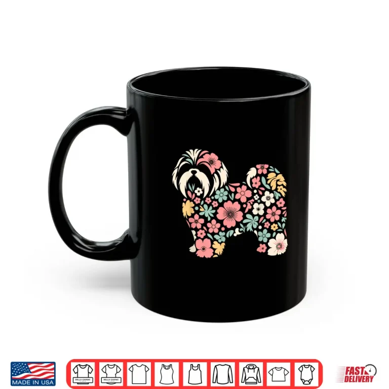Mug Cute Floral FLower Shih Tzu Mom Grandma Womens Mothers Day Shirt