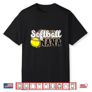Softball Nana Leopard Nana Of A Softball Player Shirt