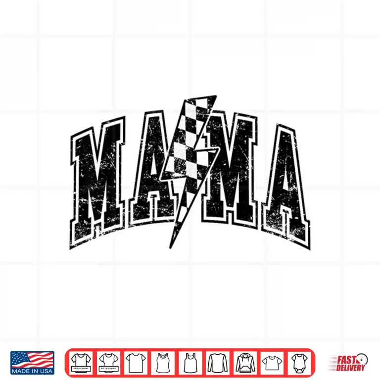 Design Mama Lightning Bolt Checkered Mothers Day Varsity For Mom Shirt