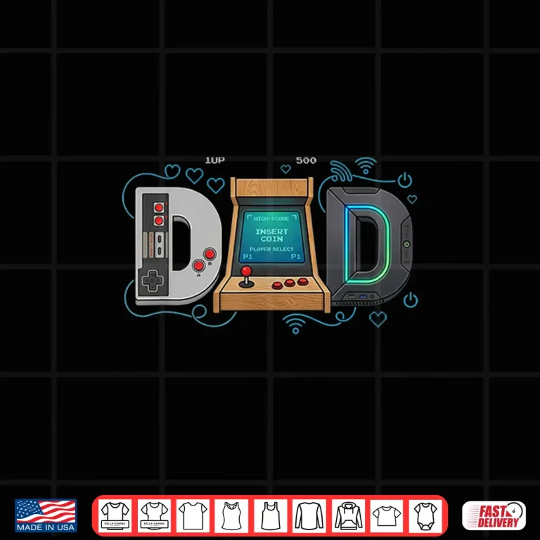 Design Gamer Dad Retro Arcade Gaming Father Fathers Day Birthday Shirt