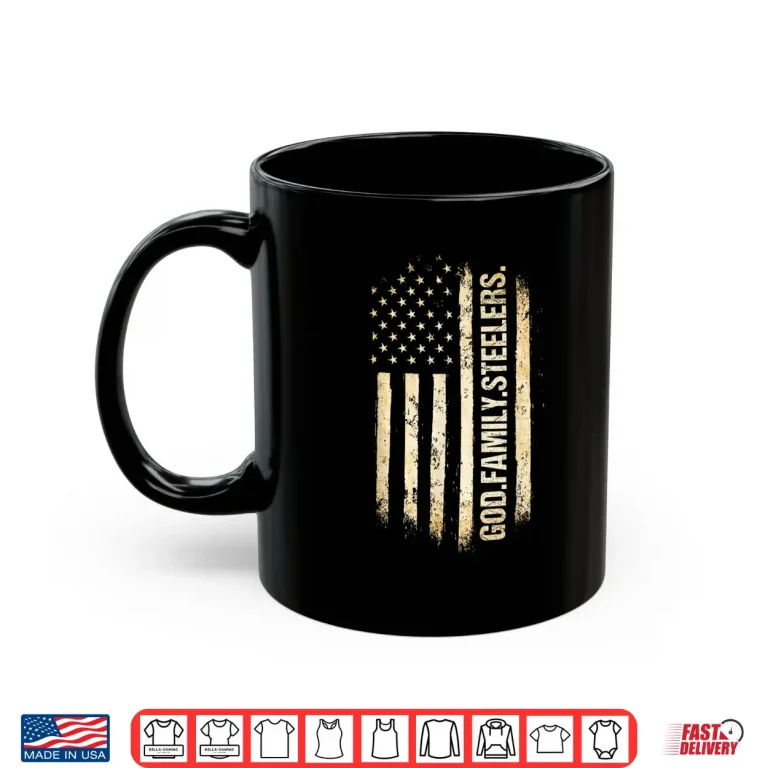 Mug God Family Steelers Pro US American Flag Fathers Day Shirt