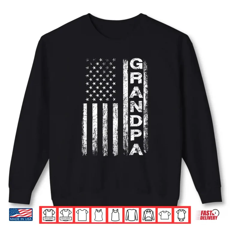 Sweatshirt Grandpa Vintage American Flag Fathers Day 4th of July Papa Shirt