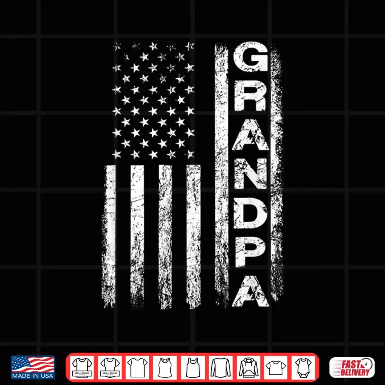 Design Grandpa Vintage American Flag Fathers Day 4th of July Papa Shirt