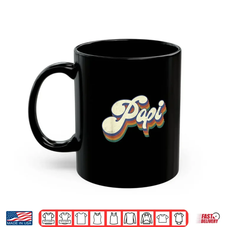 Mug Mens Papi Gifts Retro Vintage Fathers Day Papi Shirt