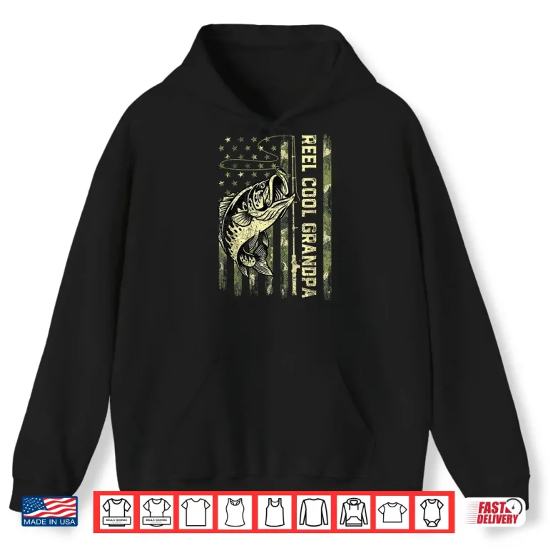 Hoodie Reel Cool Grandpa Fisherman Camouflage Fathers Day Shirt
