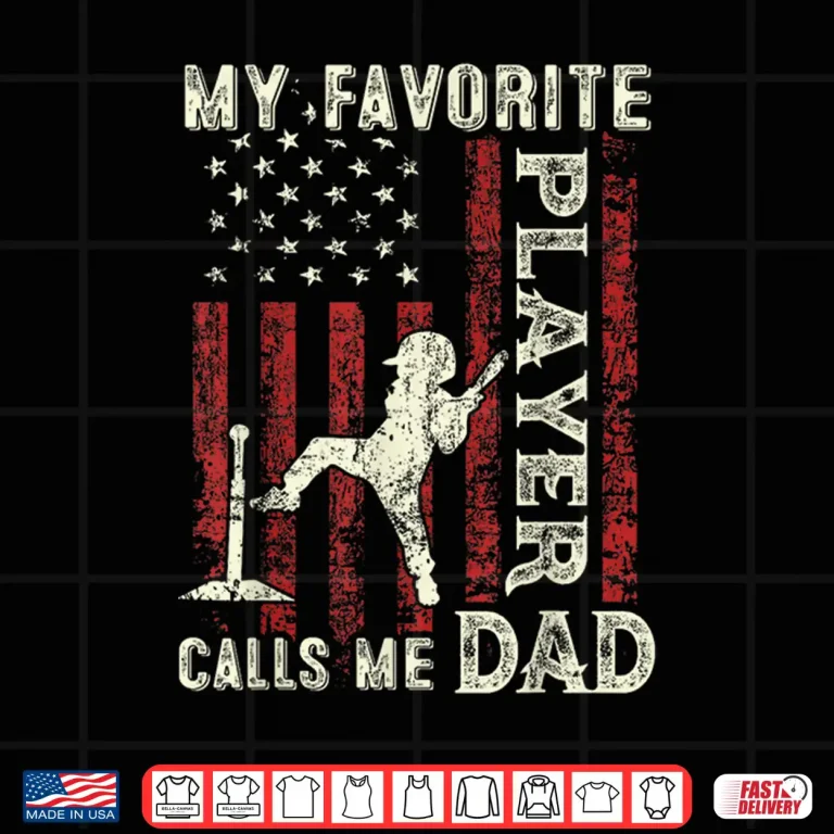 Design Mens Fathers Day Favorite Player Calls Me Dad US Flag T Ball Dad Shirt
