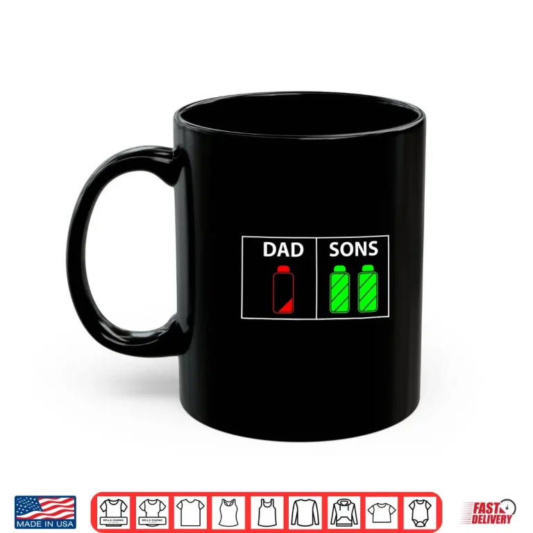 Mug Mens Low Battery Dad of Two Sons or Twin Boys Fathers Day Gift Shirt