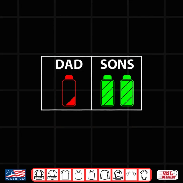 Design Mens Low Battery Dad of Two Sons or Twin Boys Fathers Day Gift Shirt