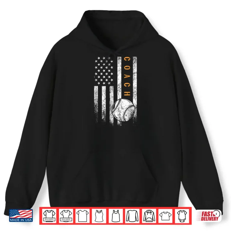 Hoodie Baseball Coach American Flag Baseball Trainer Coaching Shirt