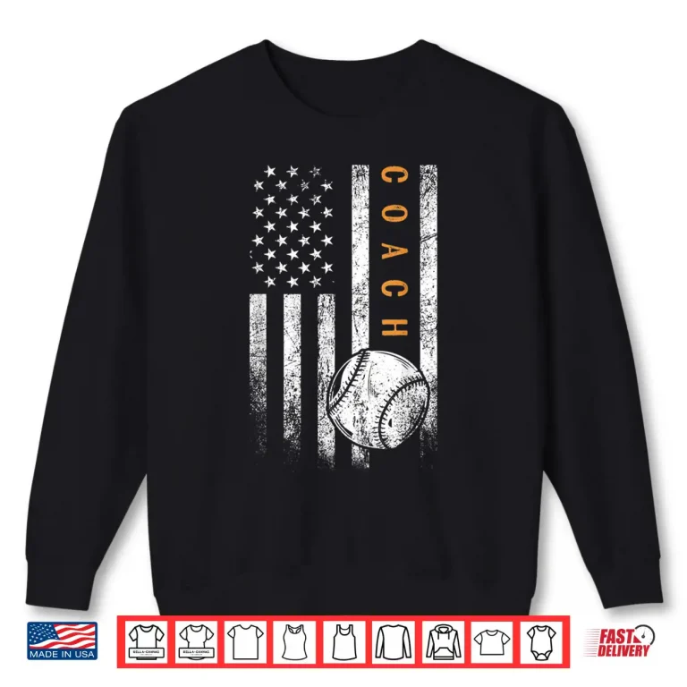 Sweatshirt Baseball Coach American Flag Baseball Trainer Coaching Shirt