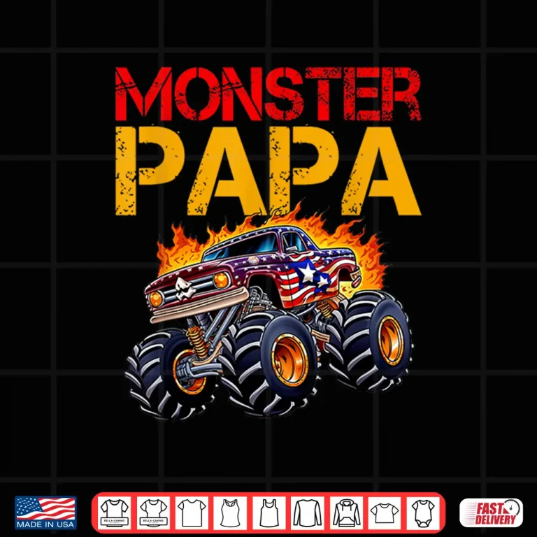 Design Monster Truck Papa Fathers Day Dad Men Shirt