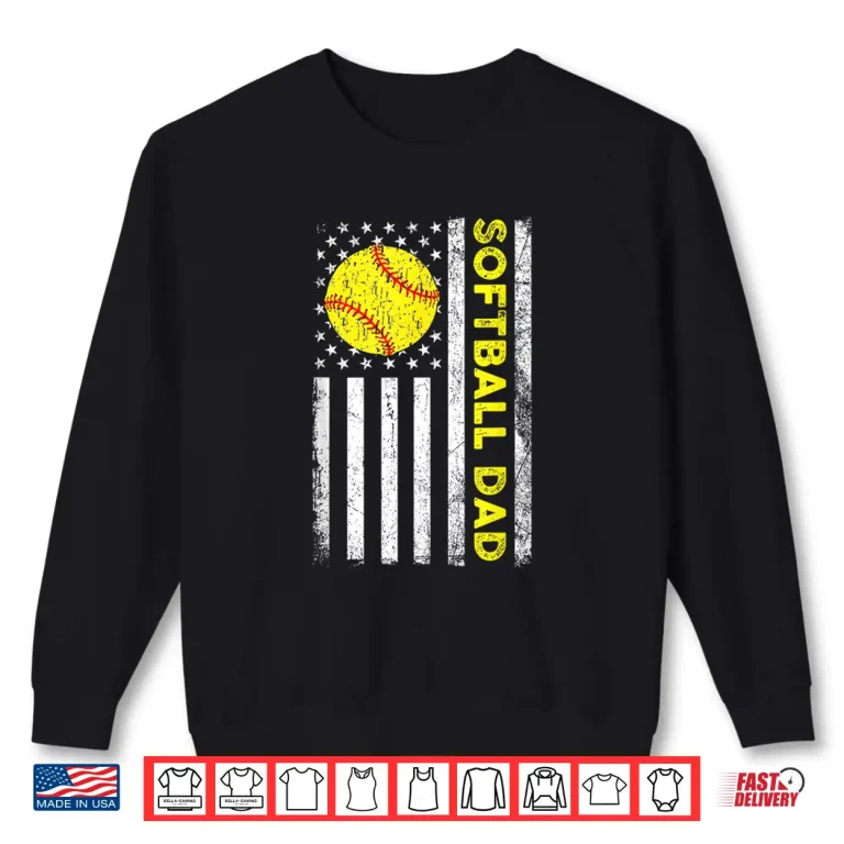 Sweatshirt Softball Dad American Flag Fathers Day Shirt