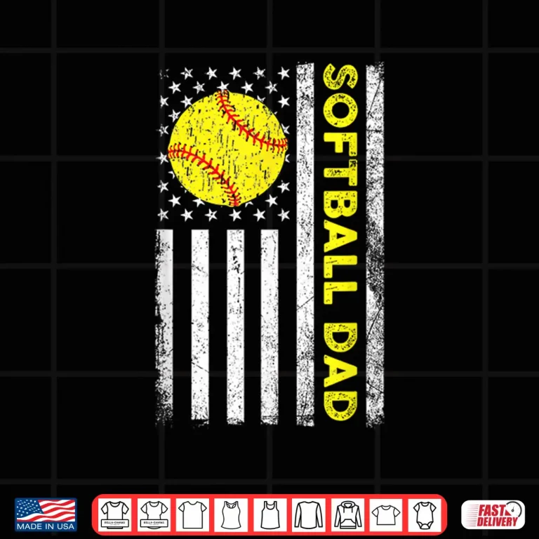 Design Softball Dad American Flag Fathers Day Shirt