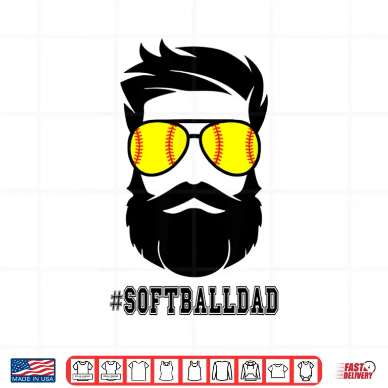 Design Softball Dad With Beard And Cool Sunglasses Shirt