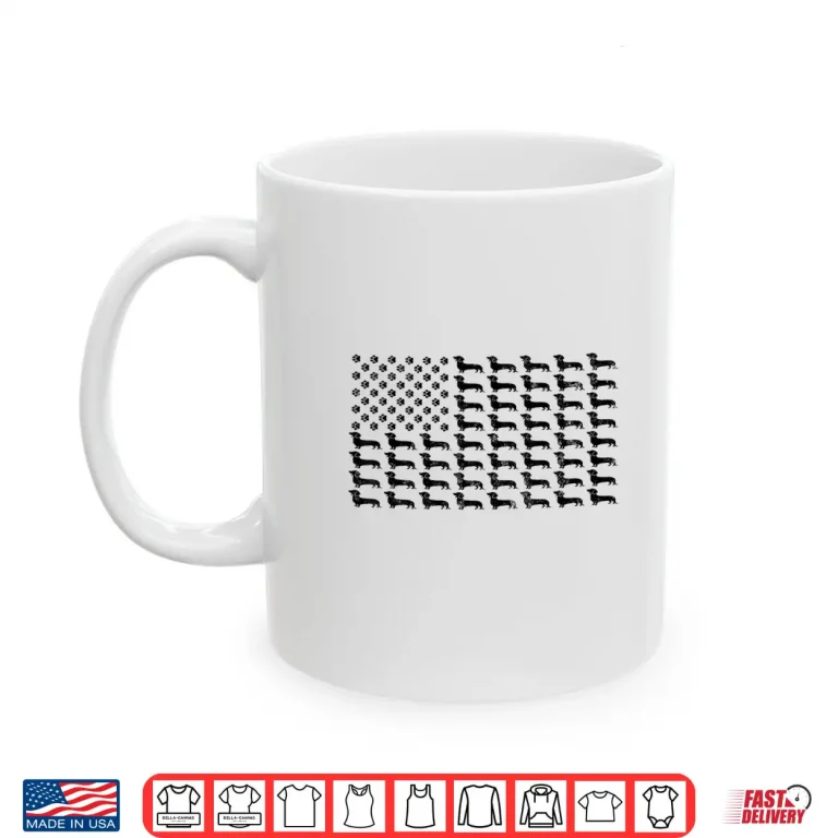 Mug American Flag Dachshund Dog Paw Lover Patriotic 4th of July Shirt for Women Men