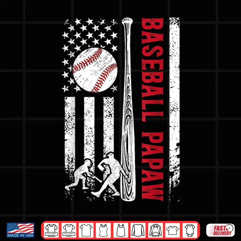 Design Baseball Papaw US Flag Papaw Of A Baseball Player Papaw Shirt