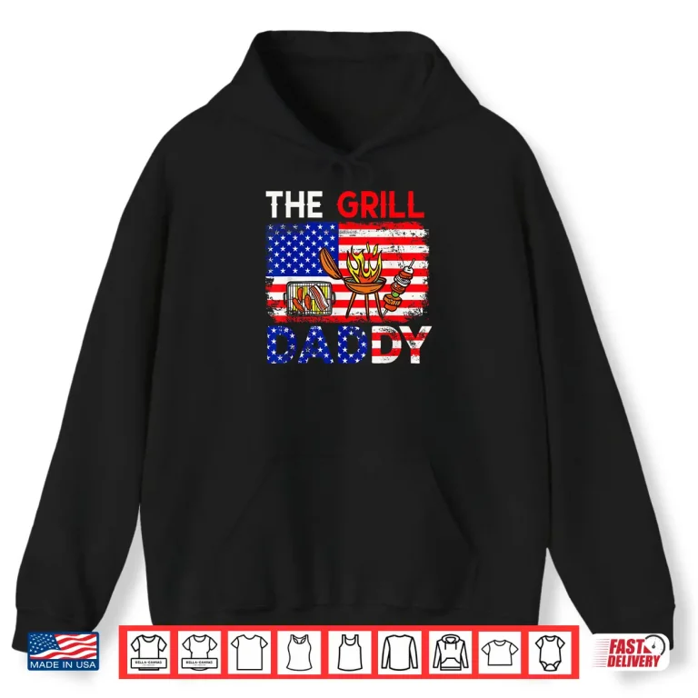 Hoodie Vintage American Flag The Grill Dad Costume BBQ Grilling Shirt