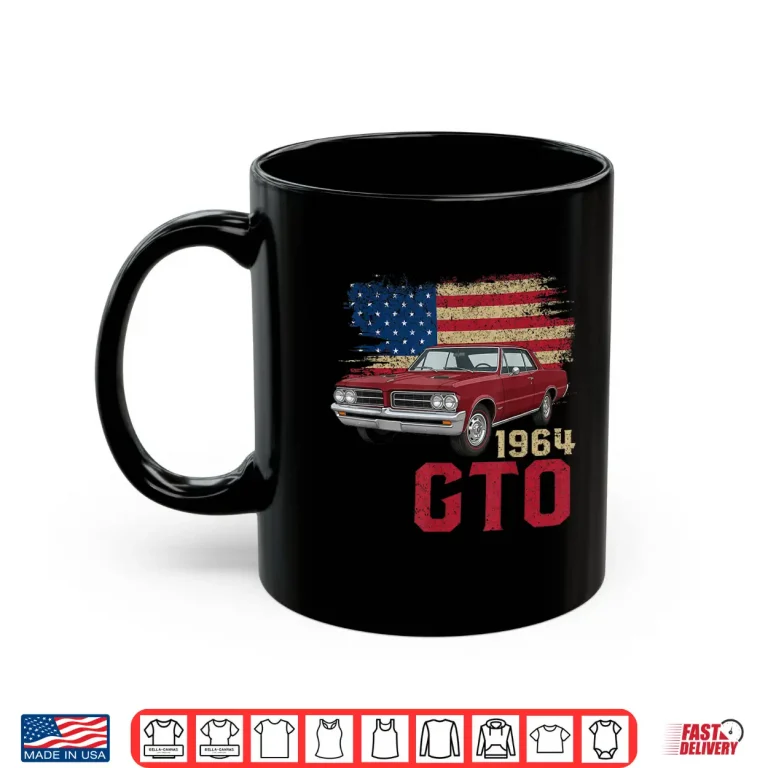 Mug 64 1964 GTO American Flag Muscle Car Shirt